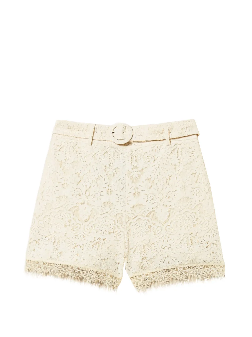 TWINSET lace-embellished belted shorts - Nude