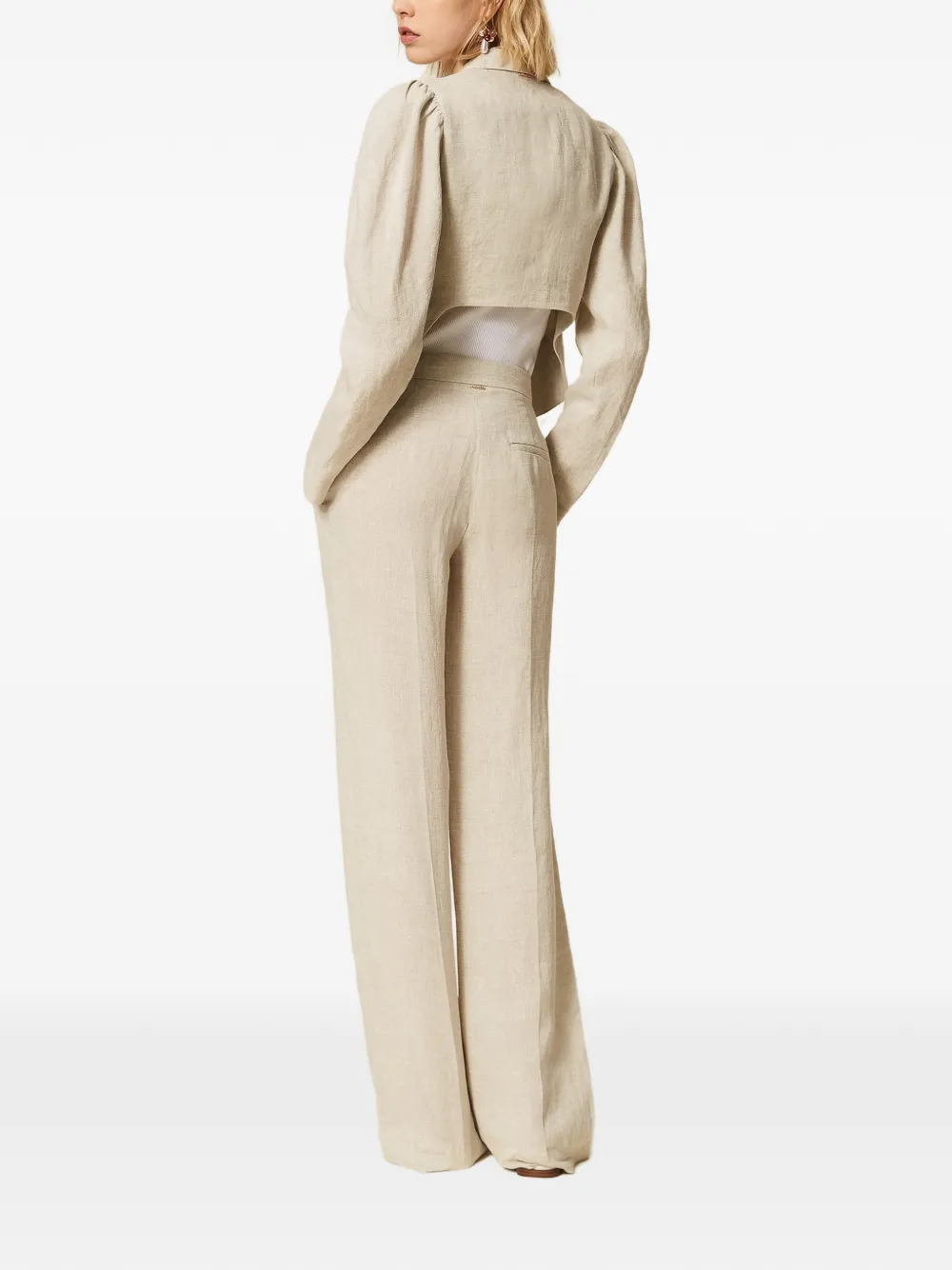 TWINSET Linnen broek met lurex Beige