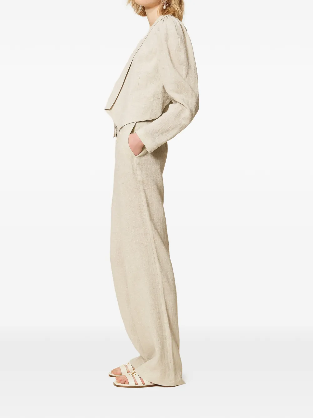 TWINSET Linnen broek met lurex Beige