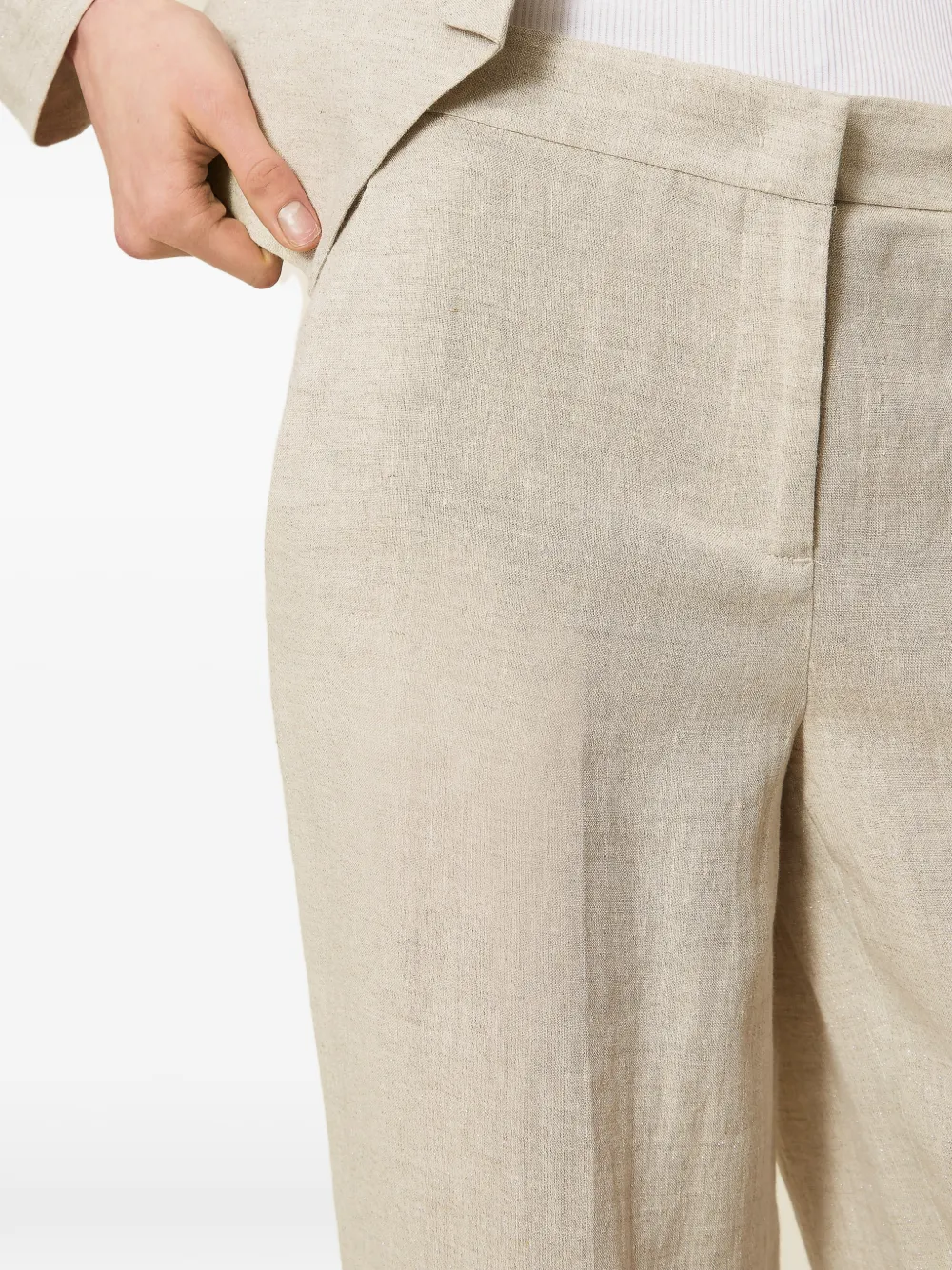 TWINSET Linnen broek met lurex Beige