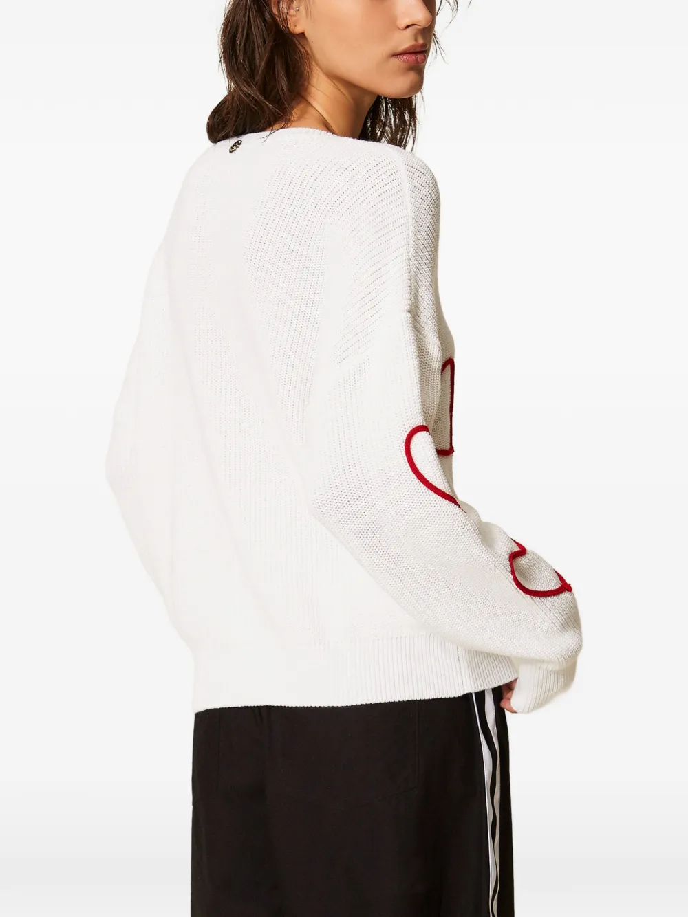 TWINSET Trui met geborduurde harten Wit