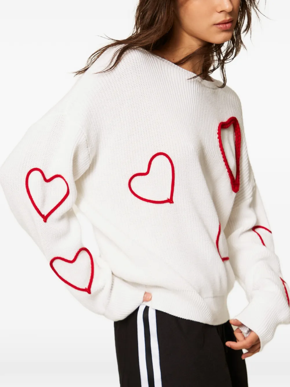 TWINSET Trui met geborduurde harten Wit
