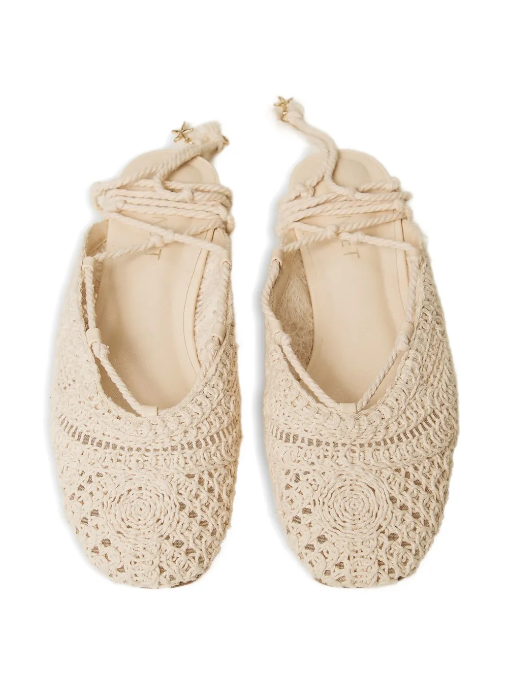 TWINSET Gehaakte ballerina's met strik Beige