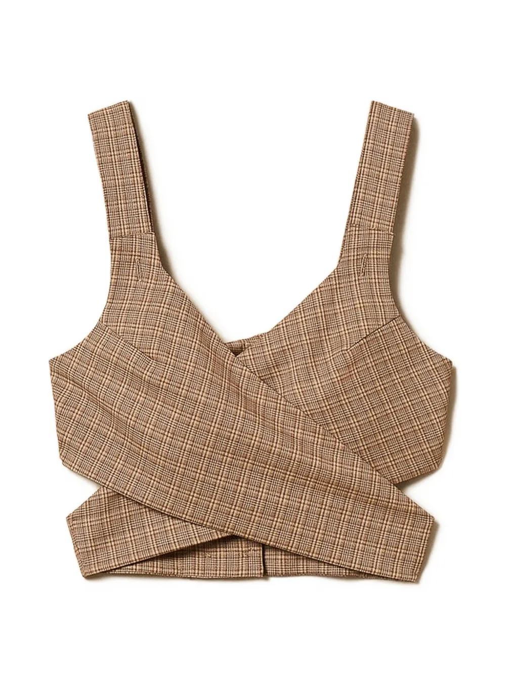 TWINSET plaid-pattern cropped blouse - Marrone