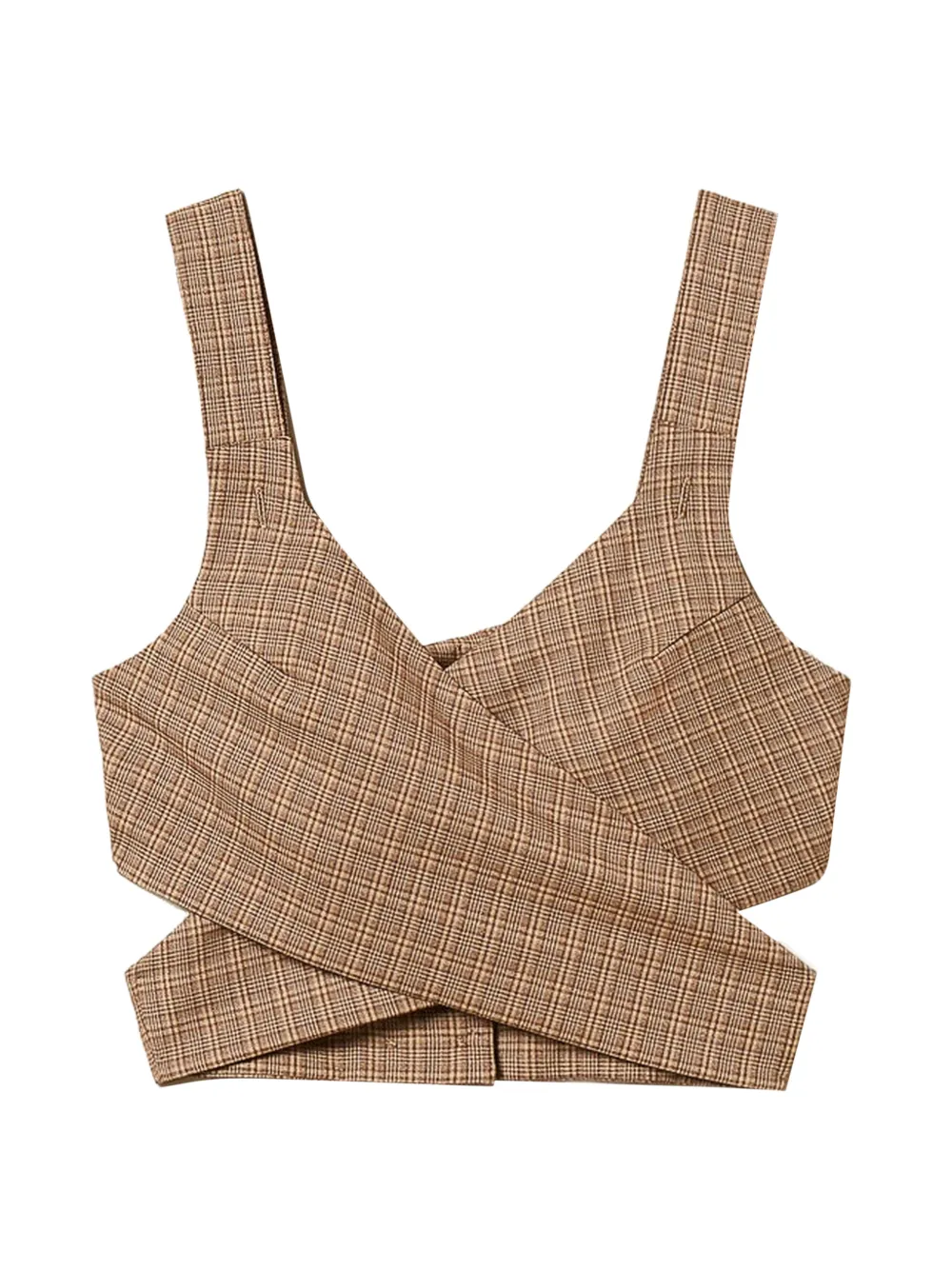 TWINSET plaid-pattern cropped blouse - Marrone