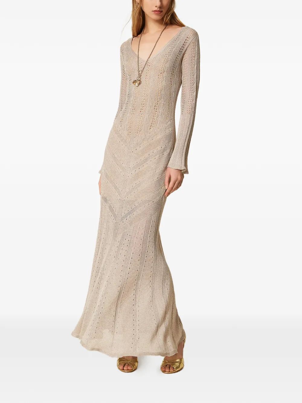 TWINSET Midi-jurk met V-hals Beige