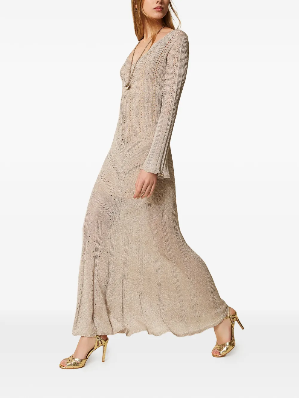 TWINSET Midi-jurk met V-hals Beige