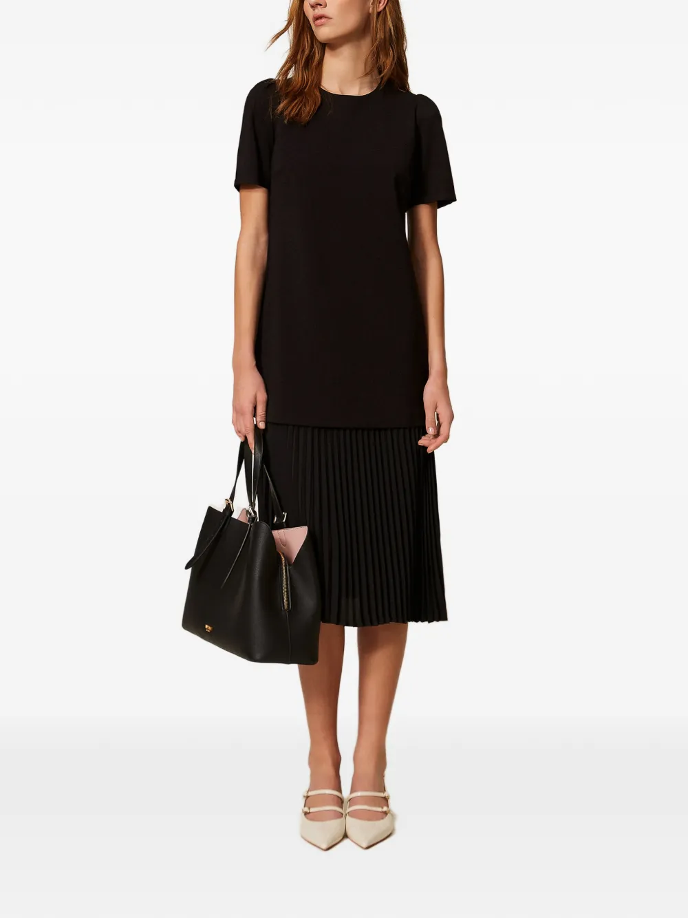 TWINSET Geplooide midi-jurk Zwart