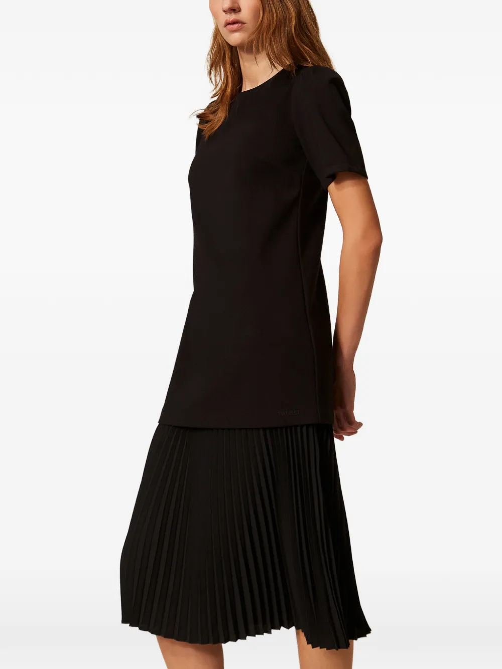 TWINSET Geplooide midi-jurk Zwart