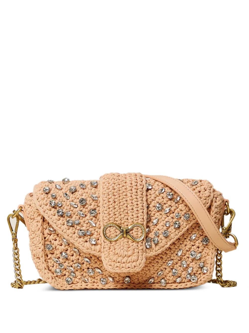 TWINSET crystal-embellished crochet shoulder bag - Rosa