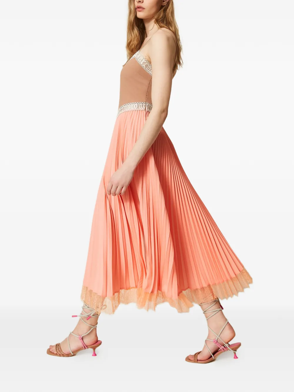 TWINSET x Myfo geplooide jurk Oranje