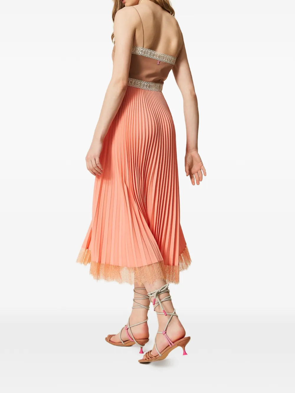 TWINSET x Myfo geplooide jurk Oranje