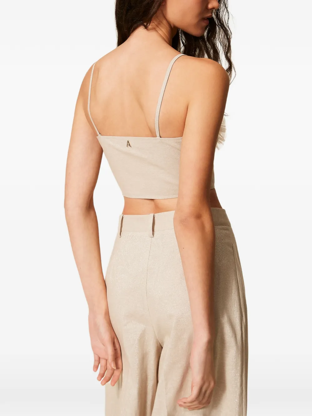 TWINSET Linnen top met lurex Beige