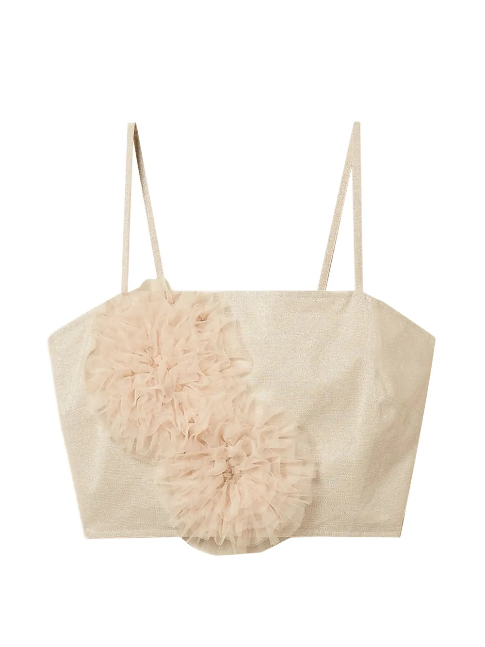 TWINSET Top corto con applicazione - Toni neutri