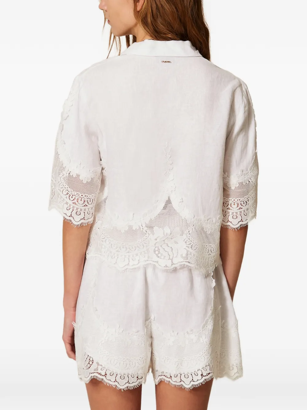 TWINSET blouse met detail van kant Wit