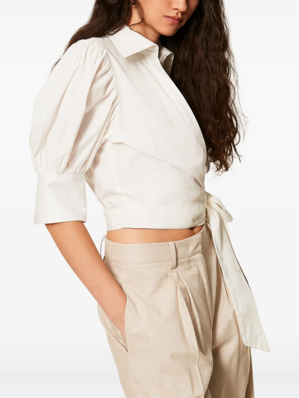 TWINSET Wikkelblouse met pofmouwen Wit