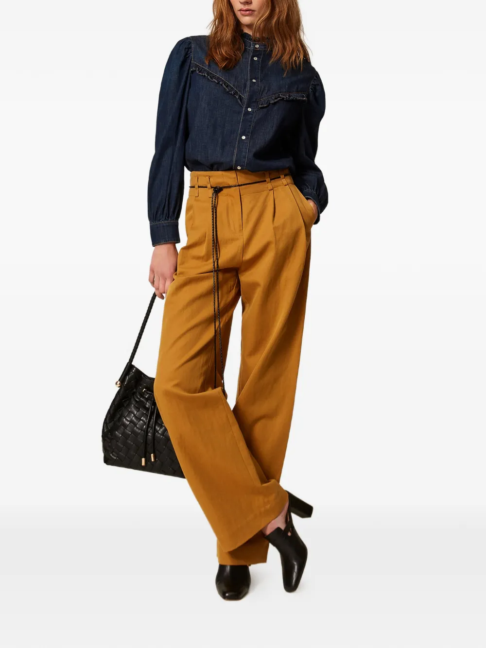 TWINSET High waist plooibroek Bruin