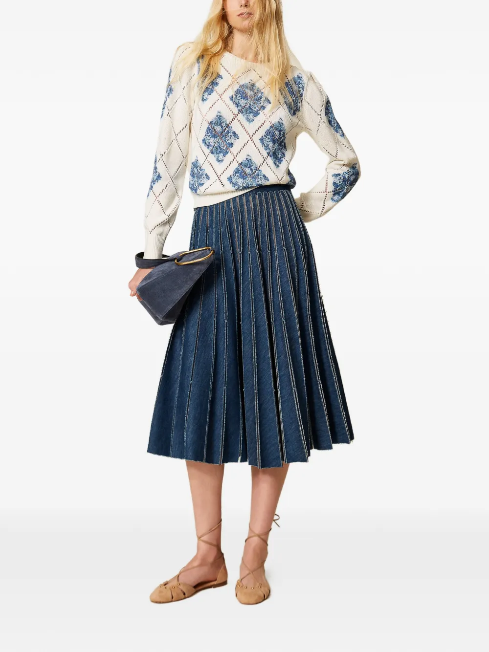 TWINSET Geplooide spijkerrok - Blauw