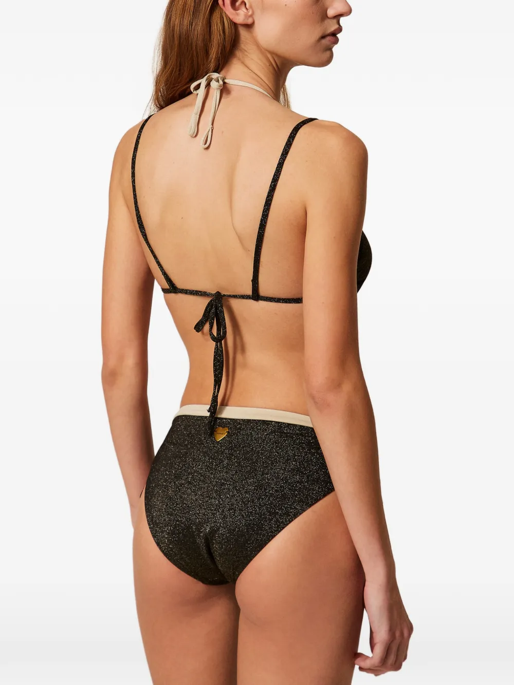 TWINSET Tweekleurige triangel bikinitop Zwart