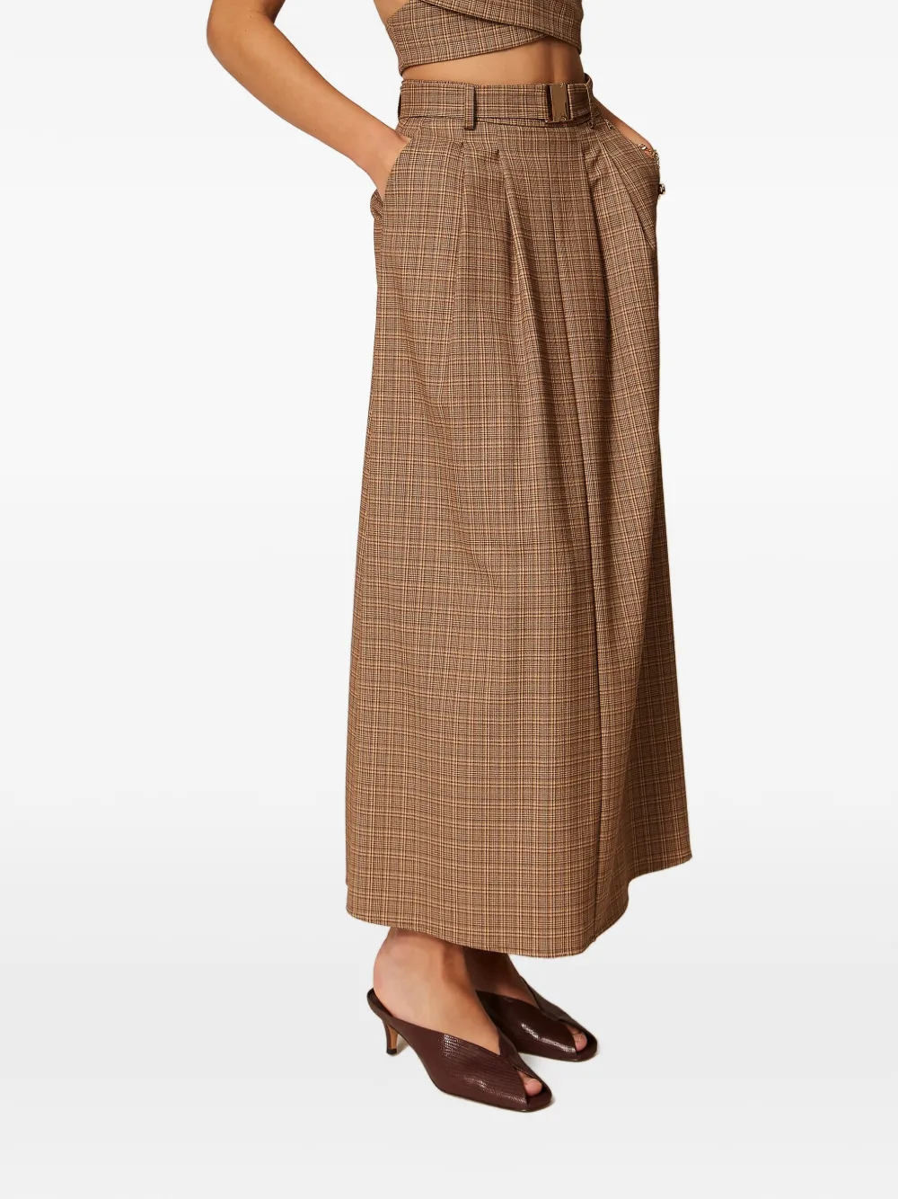 TWINSET Geruite maxi-rok Bruin
