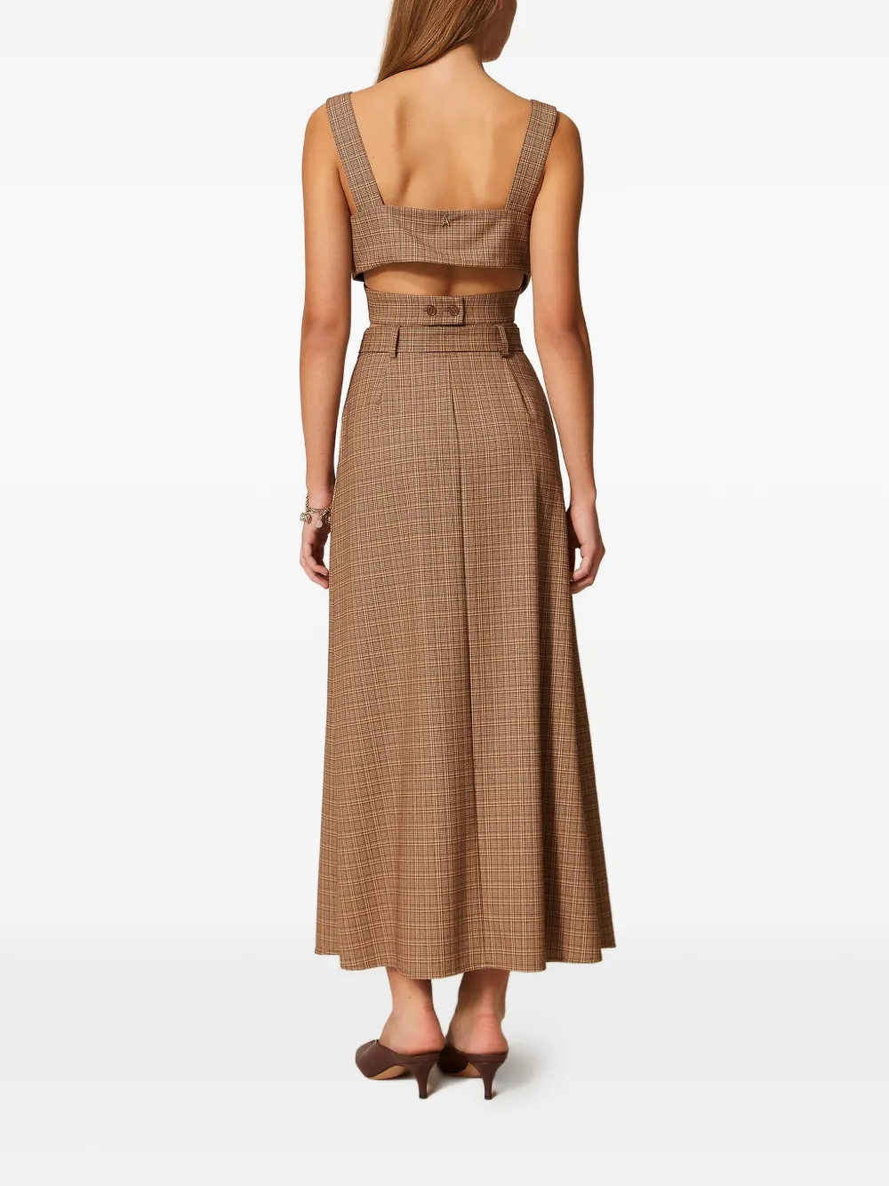 TWINSET Geruite maxi-rok Bruin