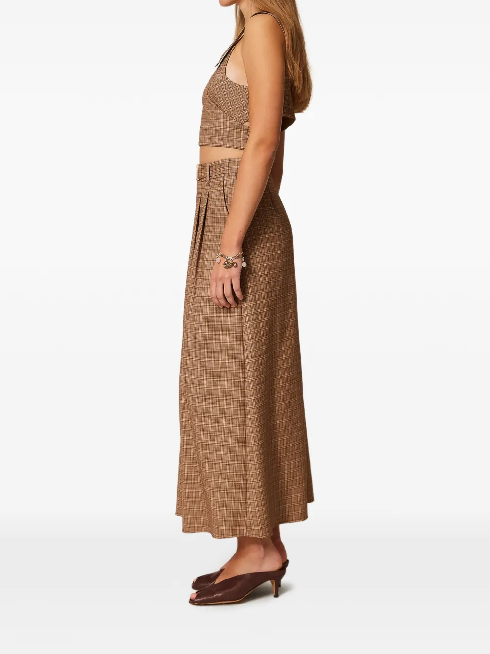 TWINSET Geruite maxi-rok Bruin