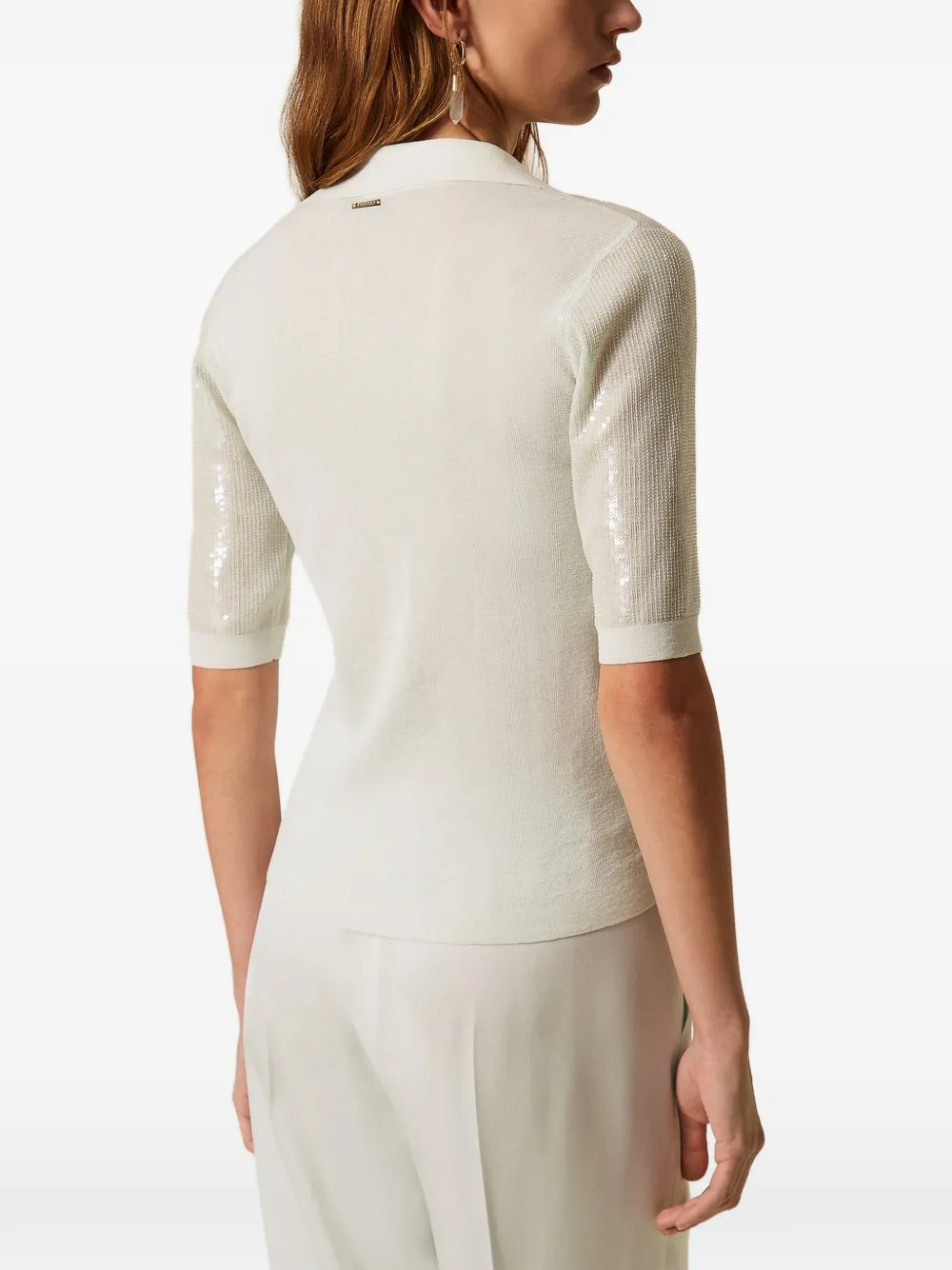 TWINSET Top met wingtip kraag en pailletten Blauw
