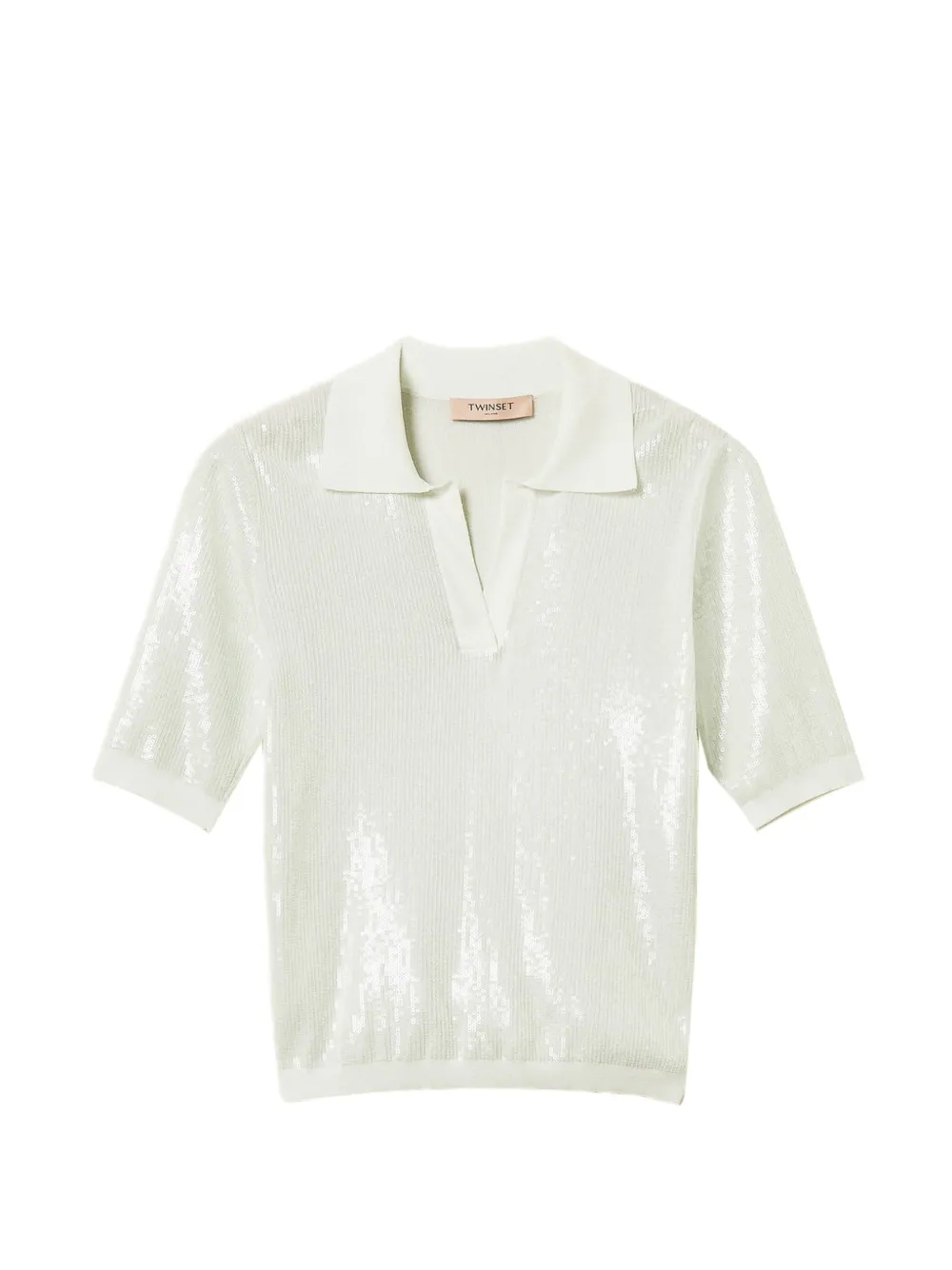 TWINSET wingtip-collar sequinned top - Blu