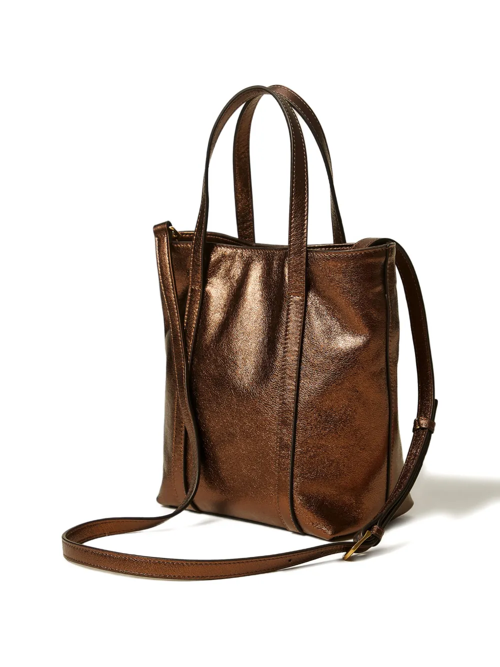 TWINSET Leren shopper met bedel Bruin