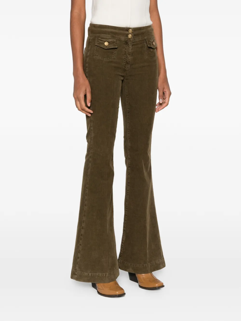 Seafarer Corduroy-texture Flared Trousers In Brown