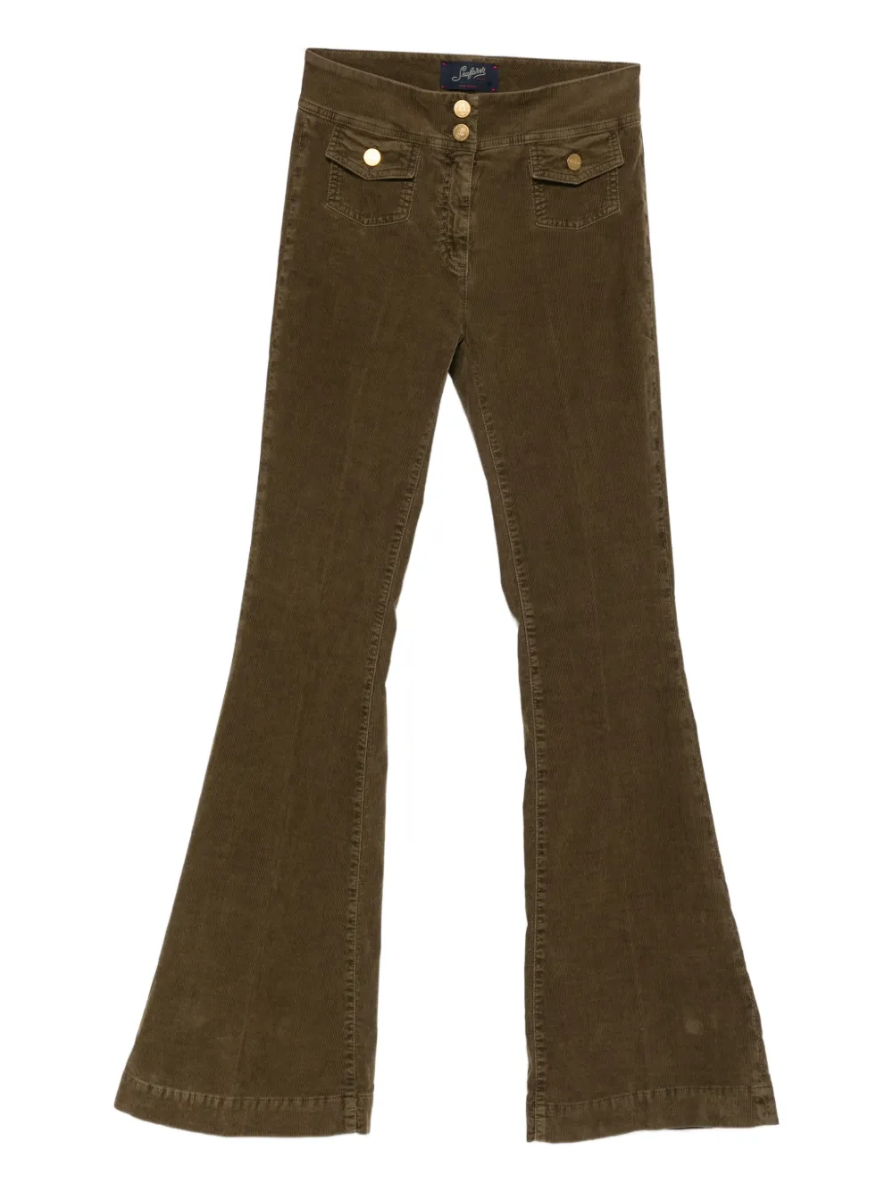 Seafarer Corduroy-texture Flared Trousers In Brown