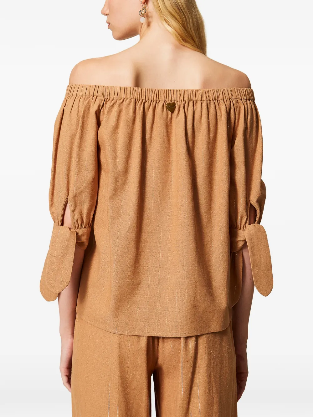 TWINSET Lurex blouse met krijtstreep Bruin