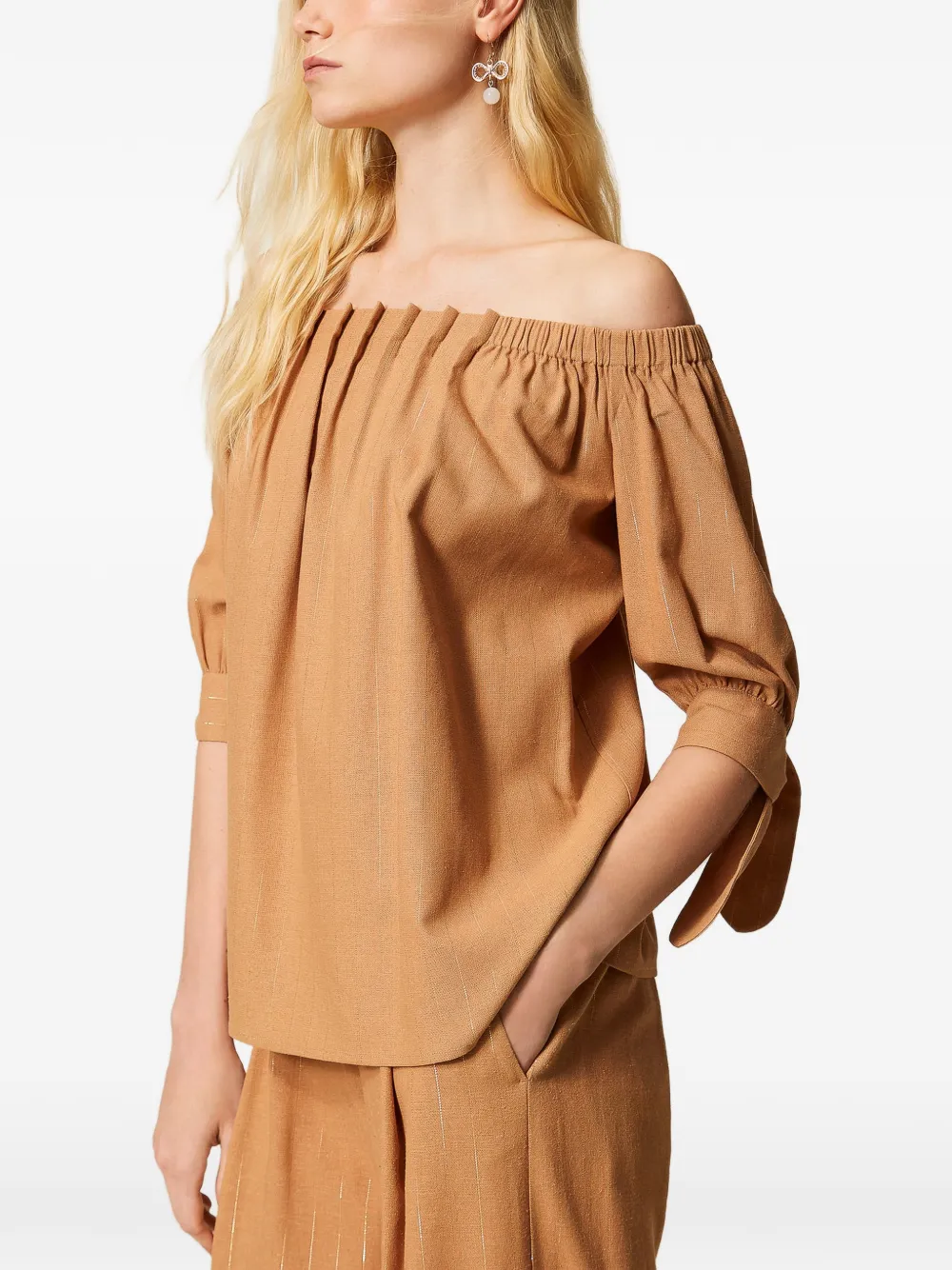 TWINSET Lurex blouse met krijtstreep Bruin