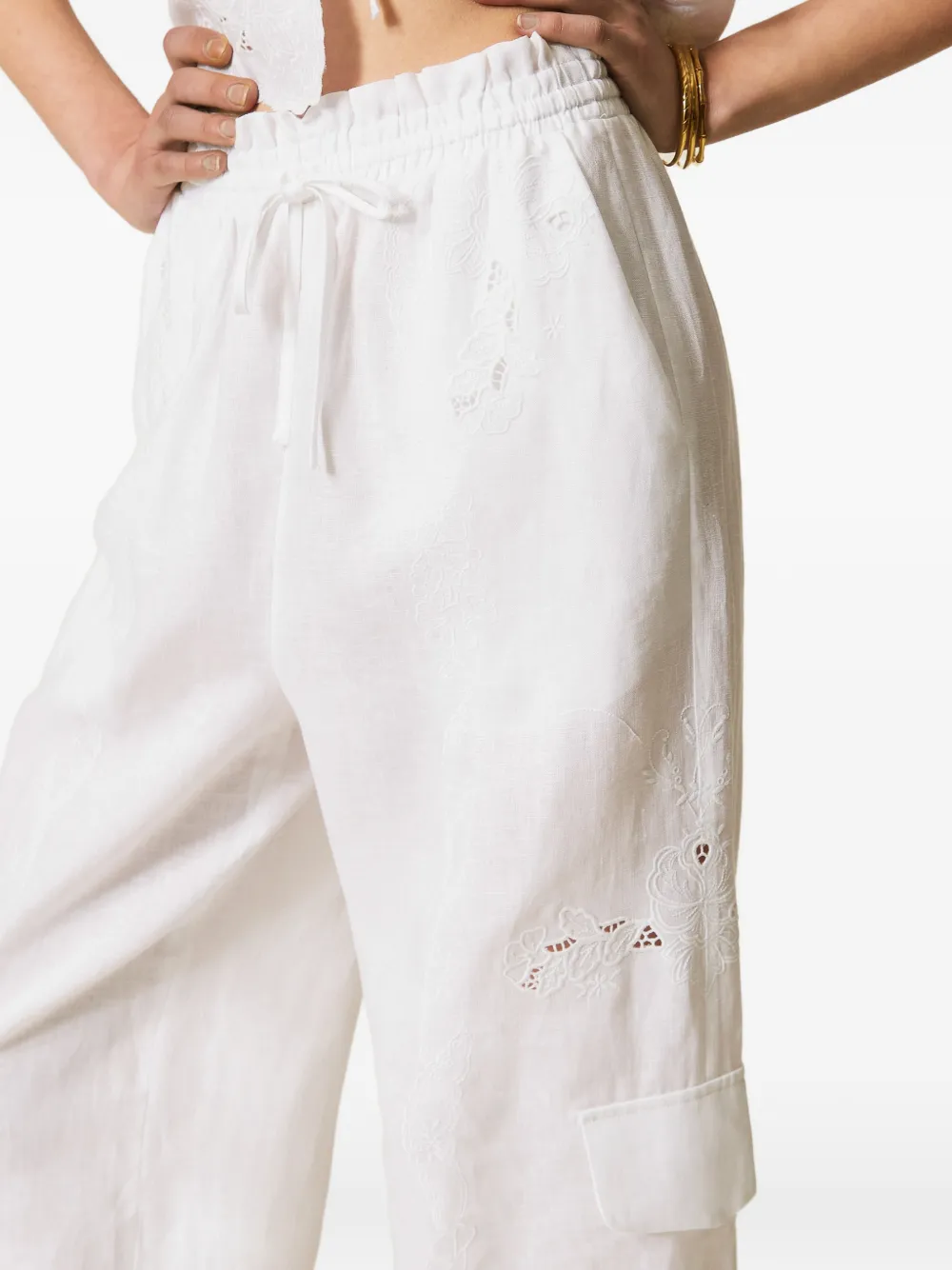 TWINSET Joggingbroek met borduurwerk Wit