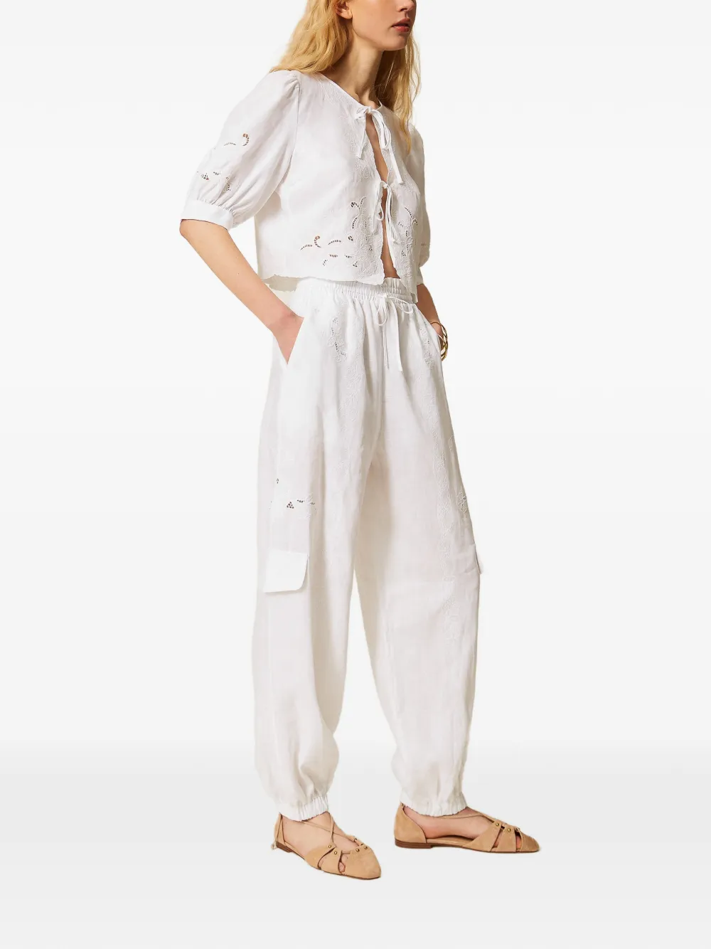  Twinset Embroidered Joggers - White 