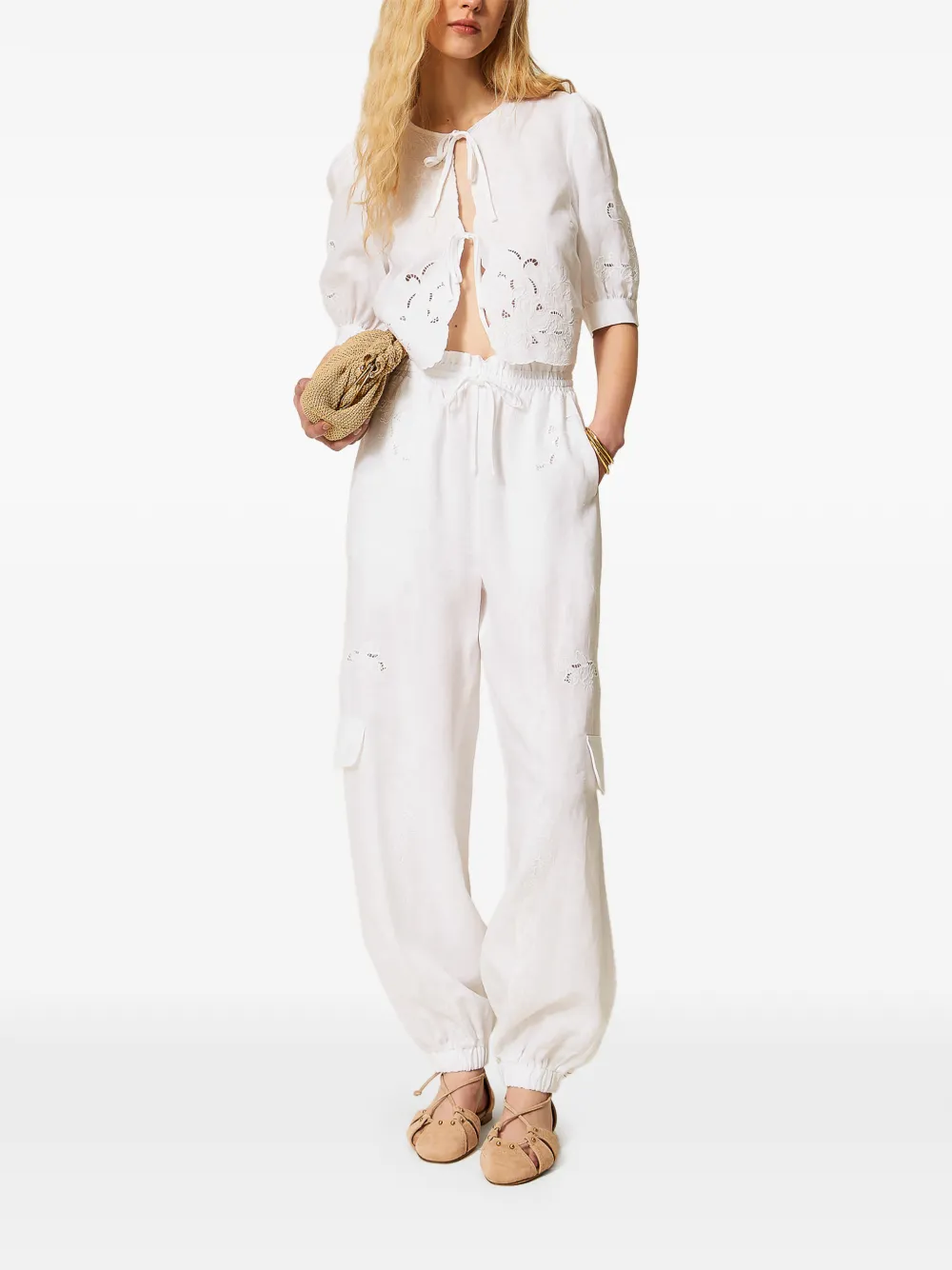  Twinset Embroidered Joggers - White 