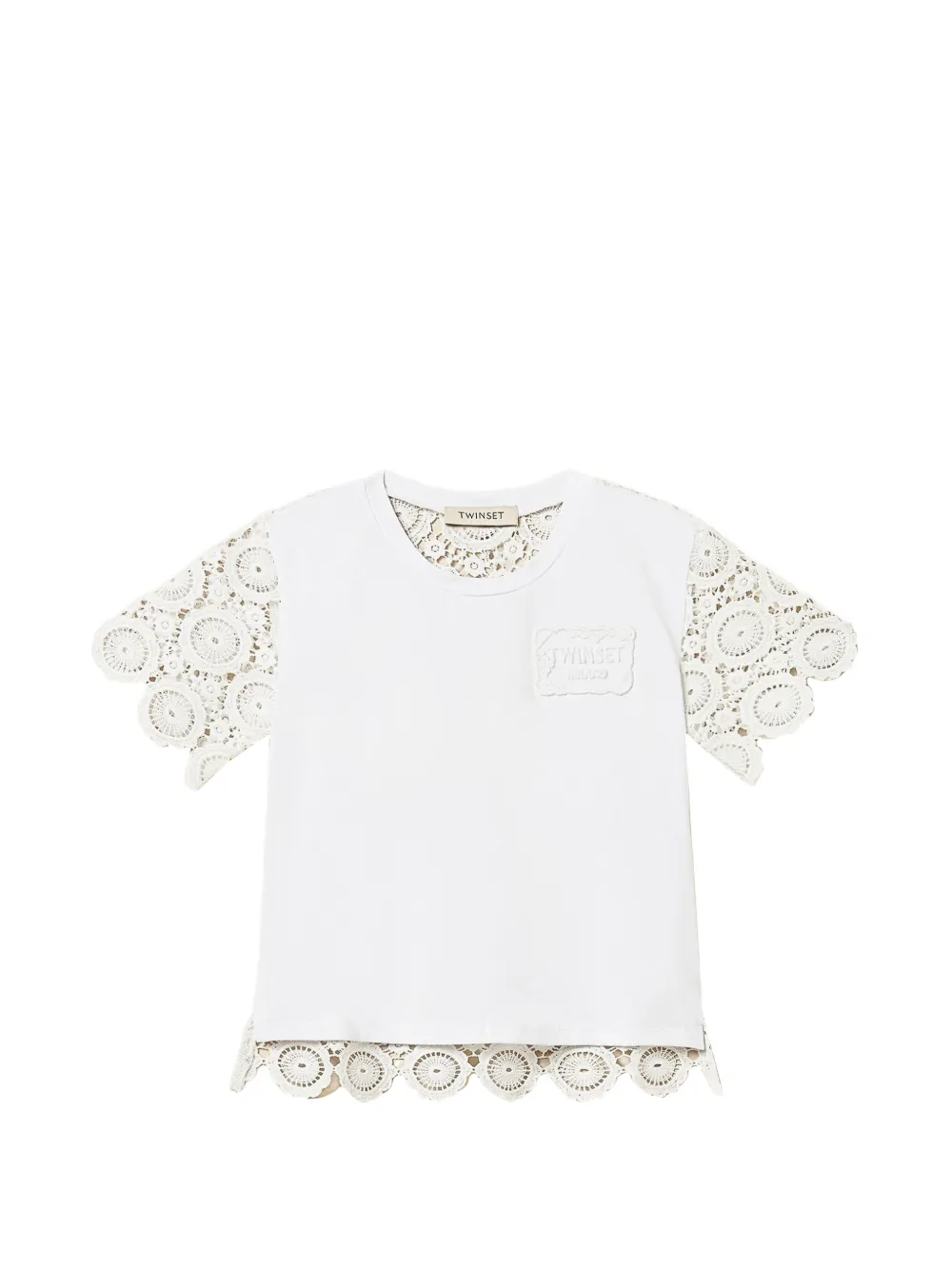 TWINSET Kids lace-sleeves T-shirt - Bianco