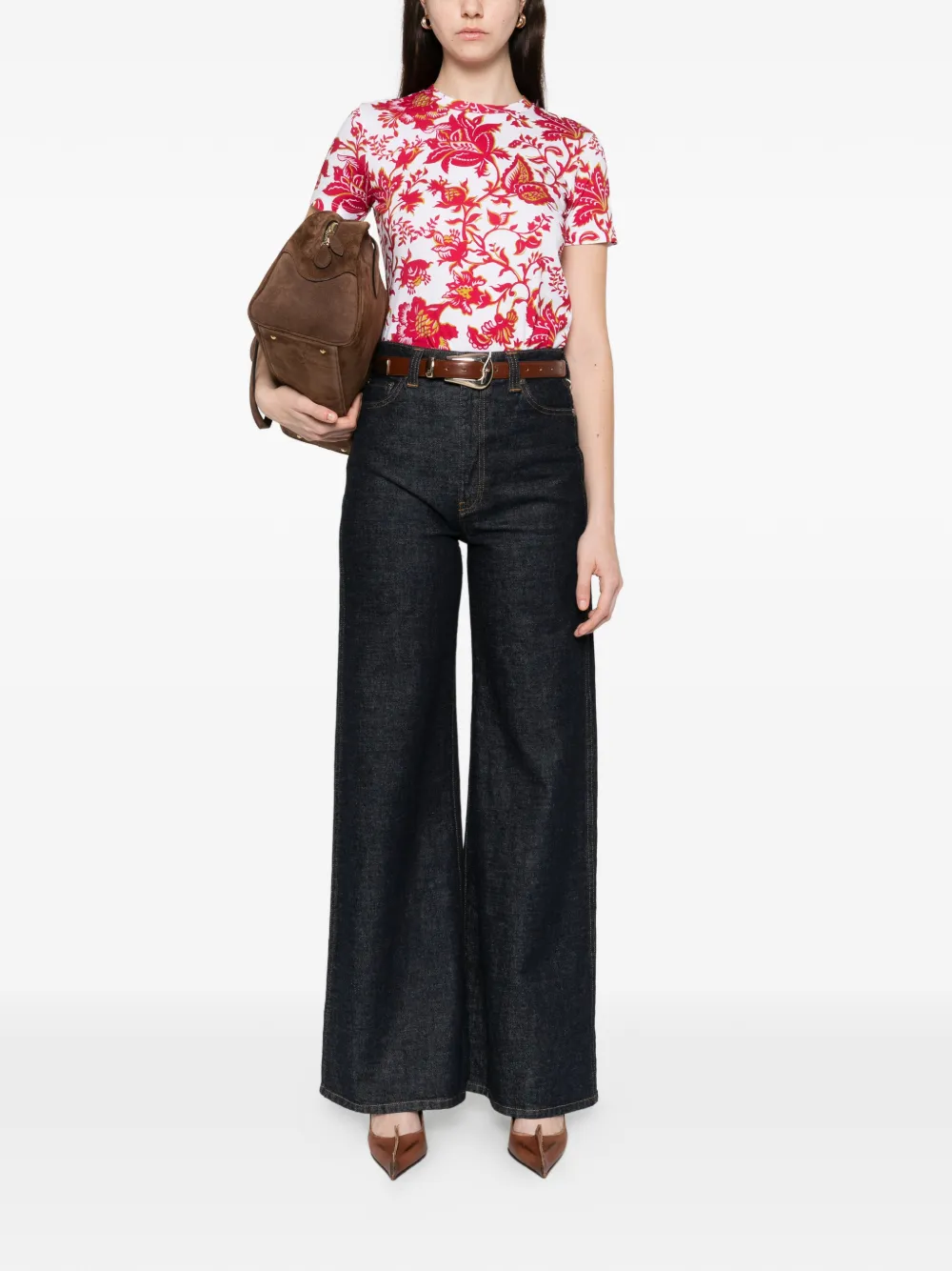 ETRO T-shirt met bloemenprint Wit