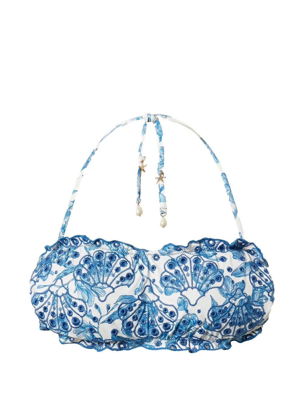 TWINSET ruffled floral bikini top - Weiß