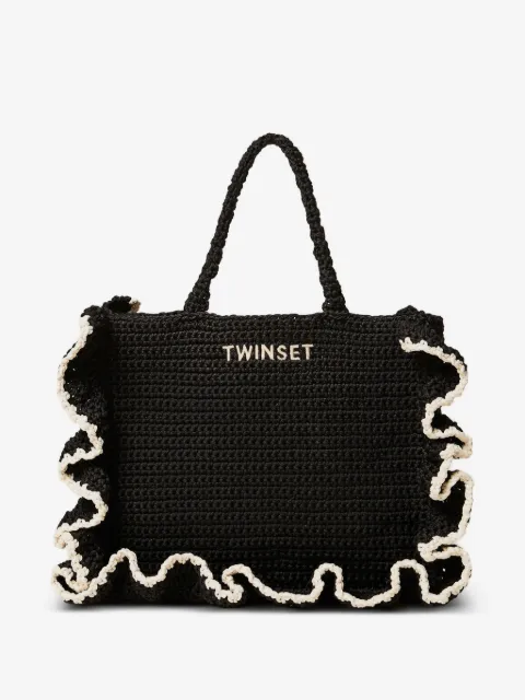 TWINSET ruffled-trim crochet tote bag