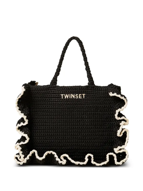 TWINSET ラッフルトリム クロシェ ハンドバッグ | ブラック | FARFETCH JP