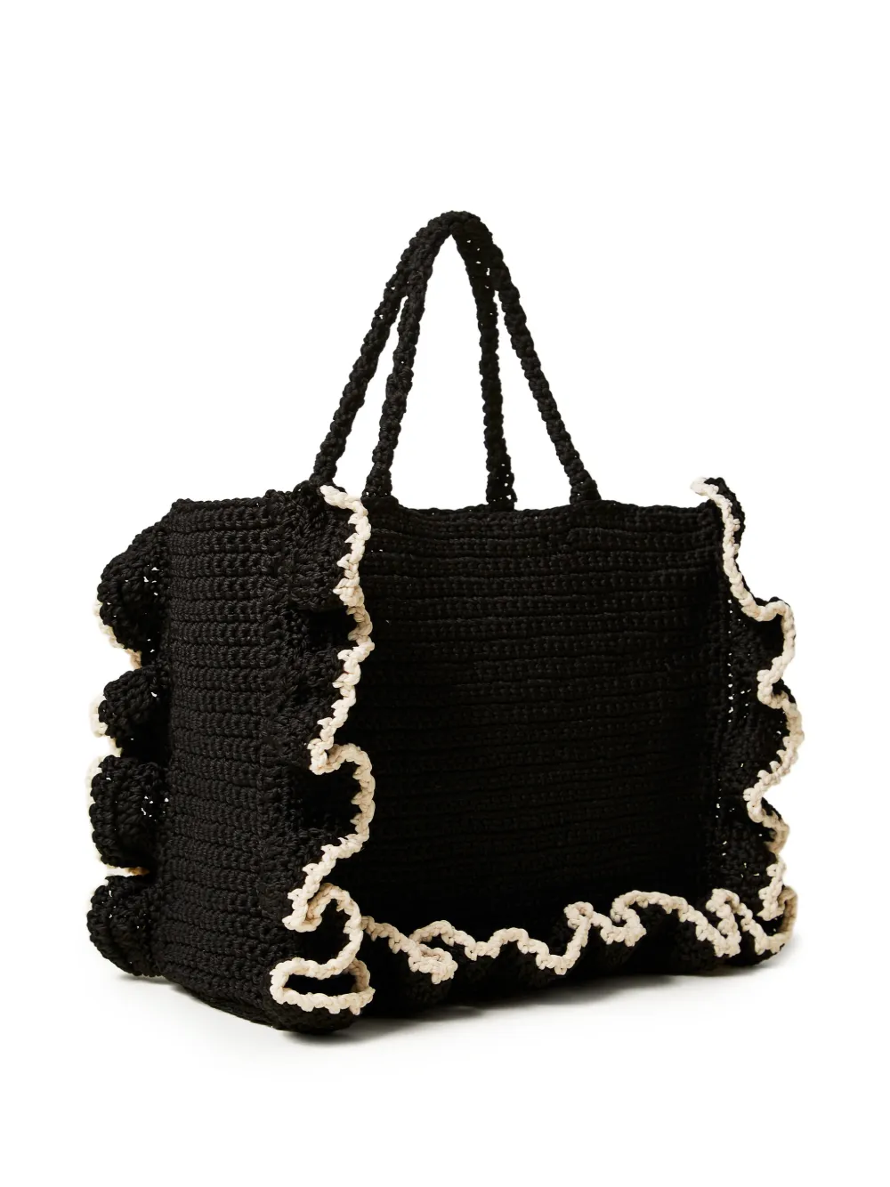 TWINSET Gehaakte shopper met ruches Zwart