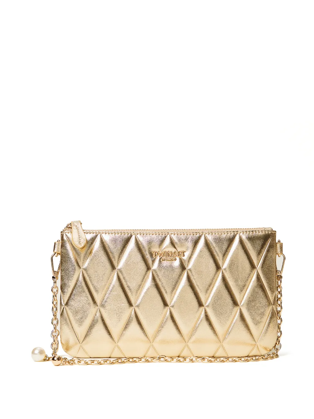 TWINSET quilted chain clutch bag | Gold | Image 1