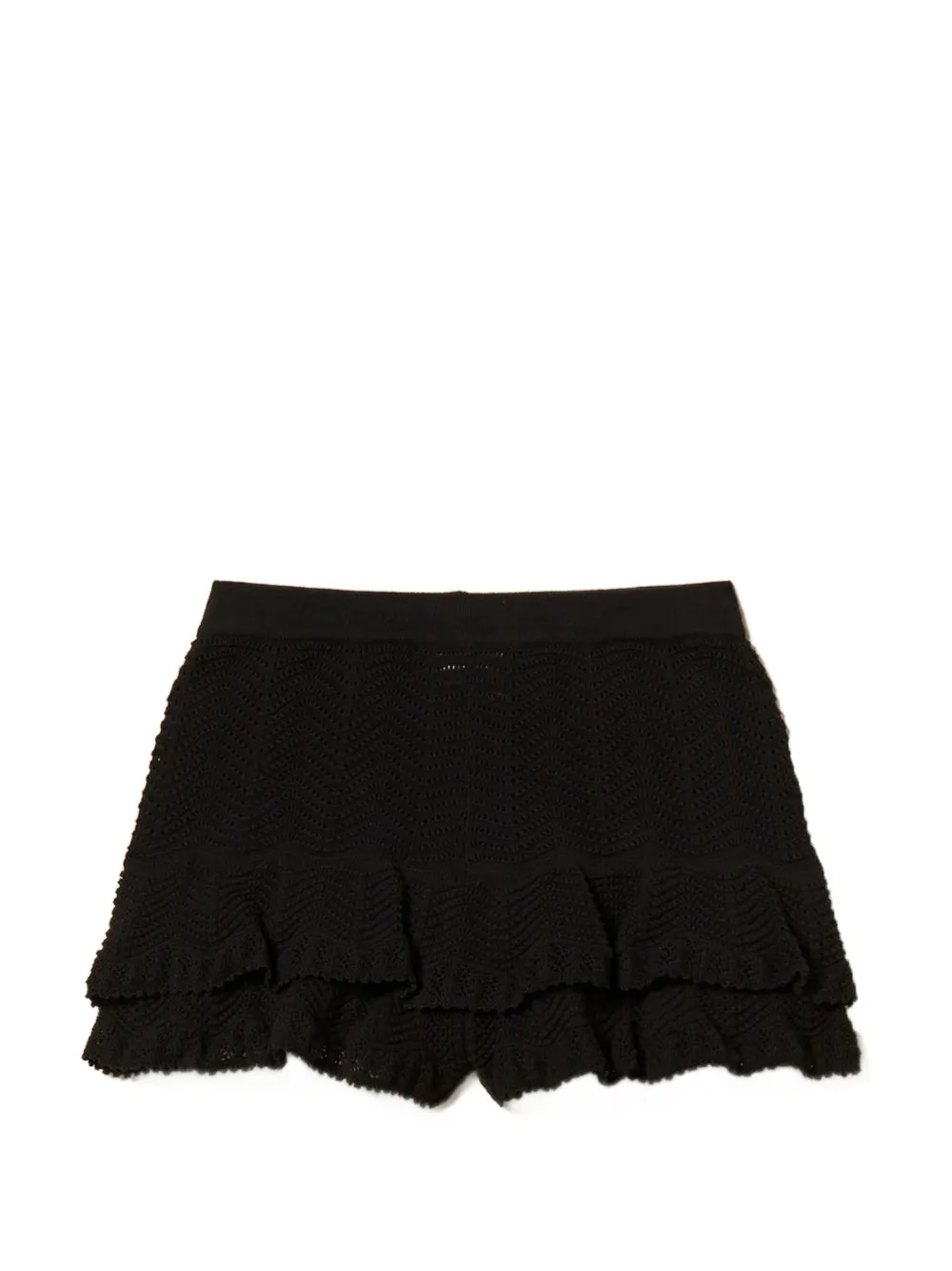 TWINSET knitted ruffled shorts - Nero