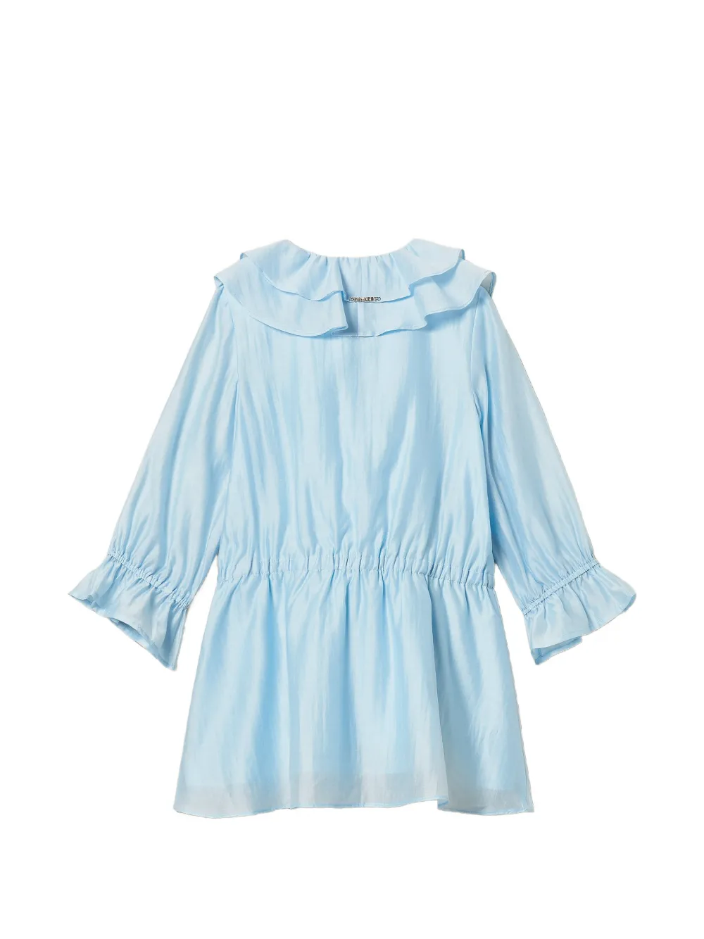 TWINSET Kids Korte voile jurk met ruches en gesmockte details Blauw