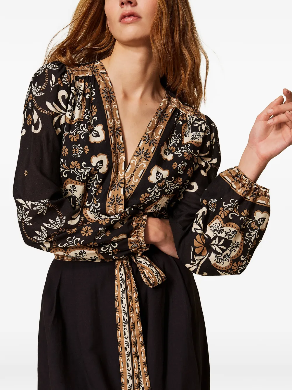 TWINSET Jumpsuit met print en strik Zwart