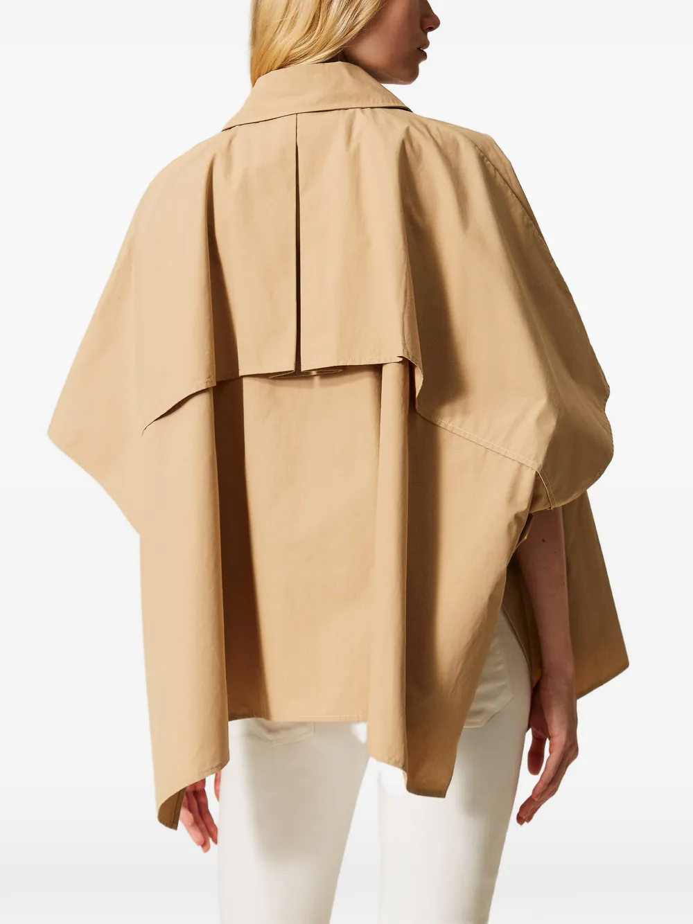 Twinset Button Woven Poncho In Neutral