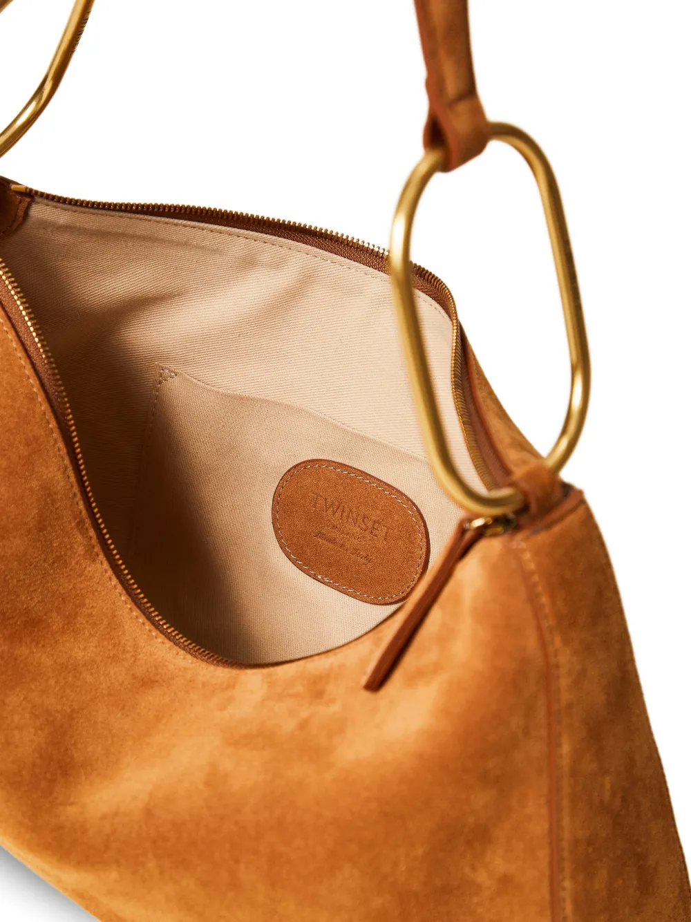 TWINSET Medium Liliane suède tas met ringen Bruin