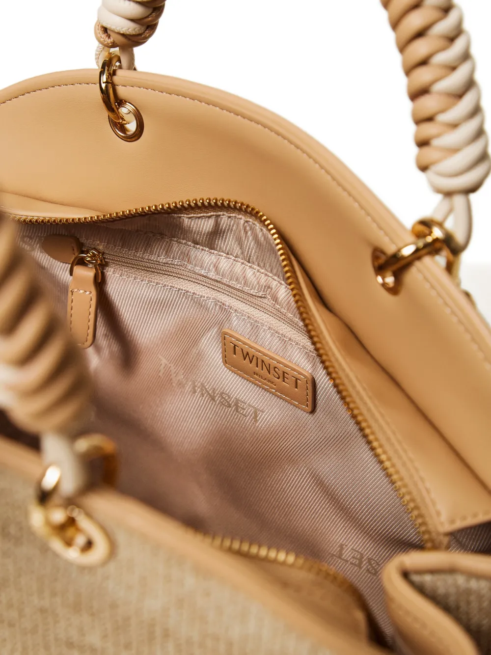 TWINSET Bowler shopper met geweven handgreep Beige