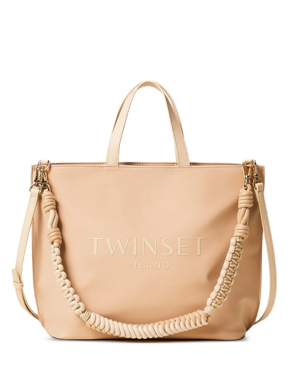 TWINSET Borsa tote con logo - Toni neutri